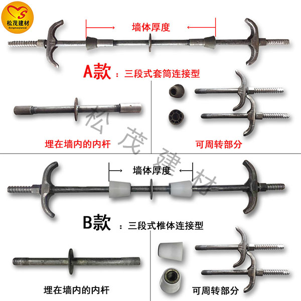 外墻止水螺桿錐體與套筒連接區(qū)別？